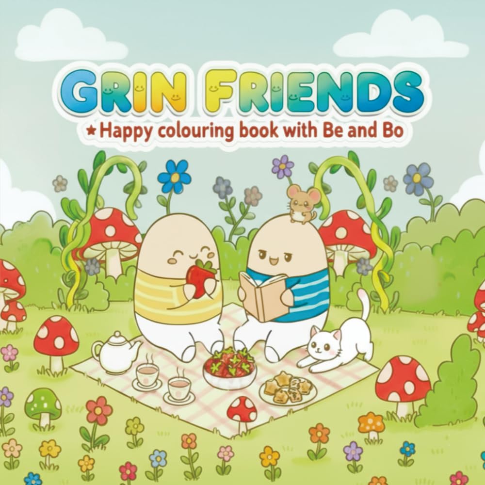 Grin Friends: Easy Coloring Book for Kids and Teens Featuring Cute Creatures in Cozy Moments for Relaxation and Enjoy (Bold and Easy Coloring Book)