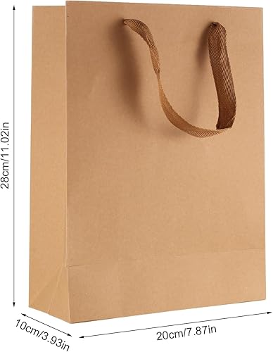 Miniatura 2 de Zxglxinyao 10 bolsas de papel kraft con asas, bolsas de regalo de papel marrón a granel, bolsas de venta al por menor para pequeñas empresas, bolsas