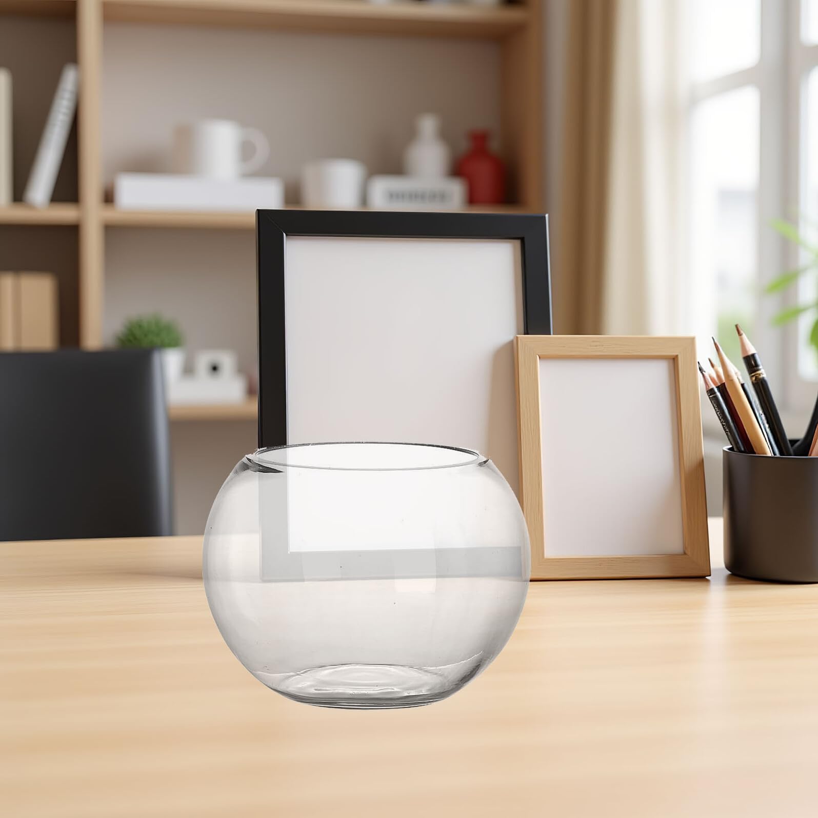Healvian Runde Aquarium 18Cm Transparentes Glas Goldfischglas FüR Wasserpflanzen Und Dekoration Im Wohnzimmer Und BüRo