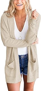 Women's Long Sleeve Cardigan Sweaters Open Front Waffle Knit Cozy Sweate...