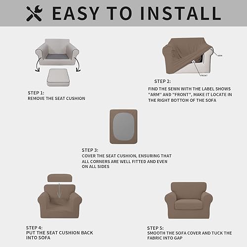 Miniatura 5 de ISSUNTEX 2 fundas gruesas de alta elasticidad para sofá, funda suave para 1 cojín separado, tela jacquard, protector de muebles para perros (silla,