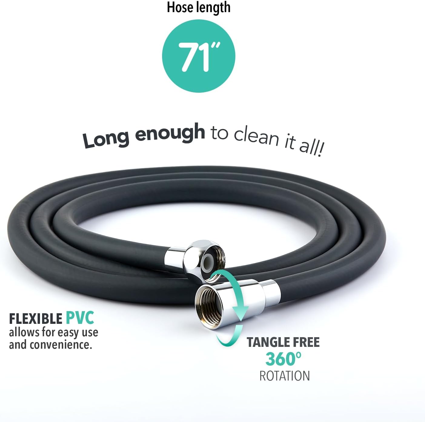 Barumi Pluo Handheld Filtered Showerhead Set (1 Vitamin C & Sediment Filter Included) with PVC Hose, Shower Head Holder - Charcoal