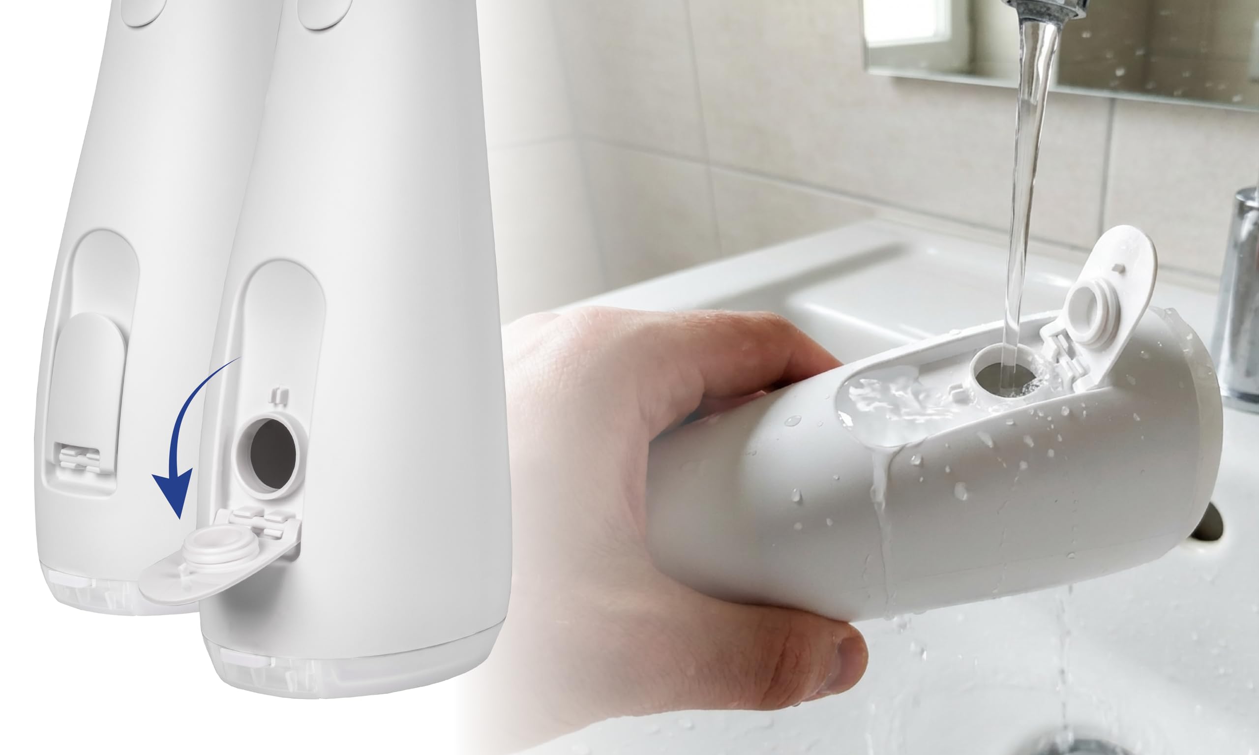 Irrigatore orale senza fili con 4 modalità, 160 PSI, serbatoio da 230 ml, 5 ugelli, IPX7 impermeabile, ricaricabile tramite USB, per spazi interdentali e parentesi graffe, RY200B Eldom