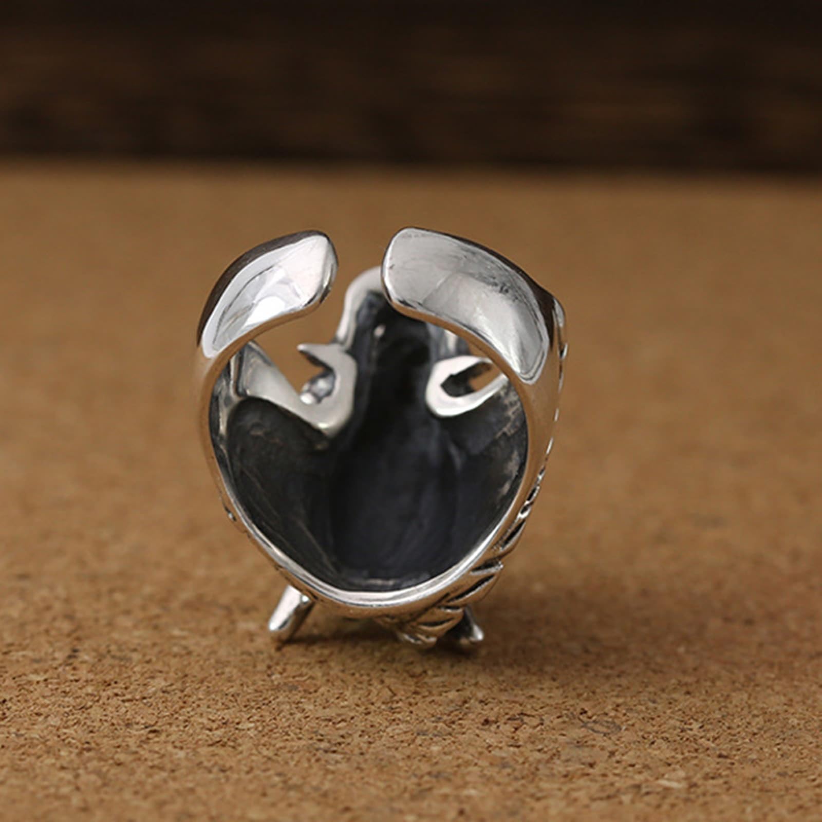 KnSam Herren Sterling 925er Silber Trauringe Drachenkopf Verlobungsring