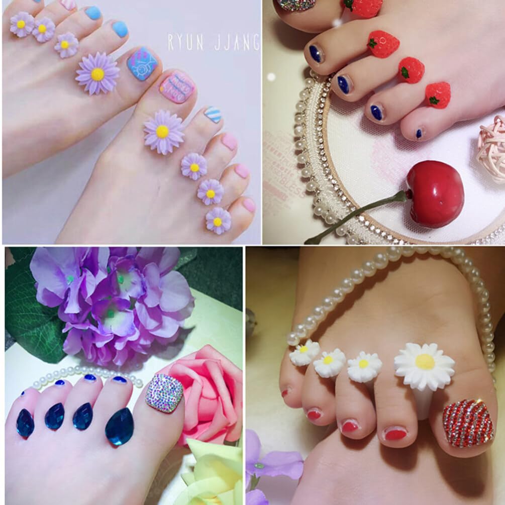 Silicone Toe Spacers Silicone Daisy Flower Shaped Nail Art Toe Spacers Gel Rubber Toe Stretcher Decorative Toes Dividers Manicure Pedicure Tool Toe Separators