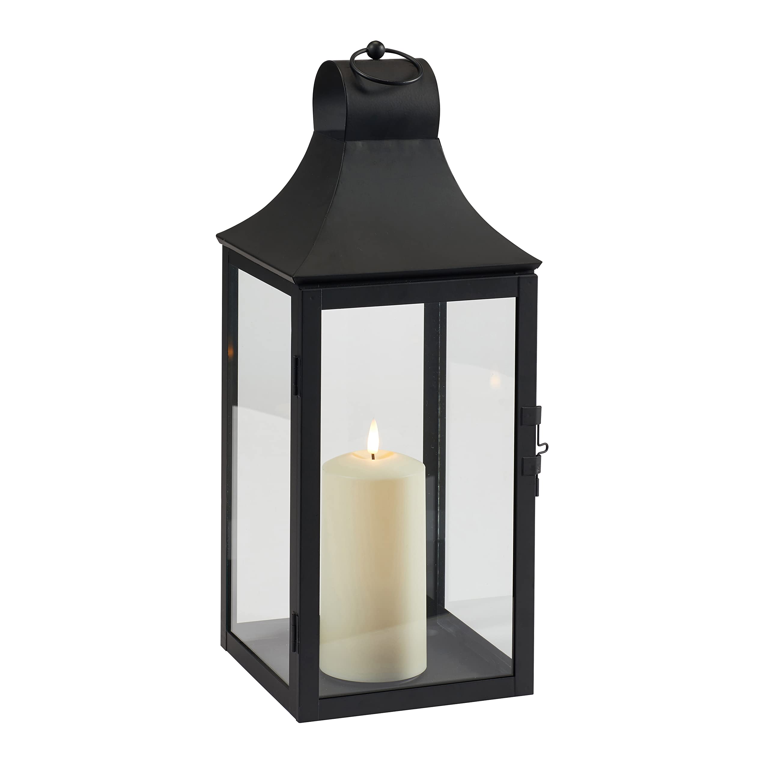 Lights4fun Albury TruGlow® Outdoor Candle White Metal Decorative Garden Lantern Battery Operated With Timer IP44 Rated - View #2