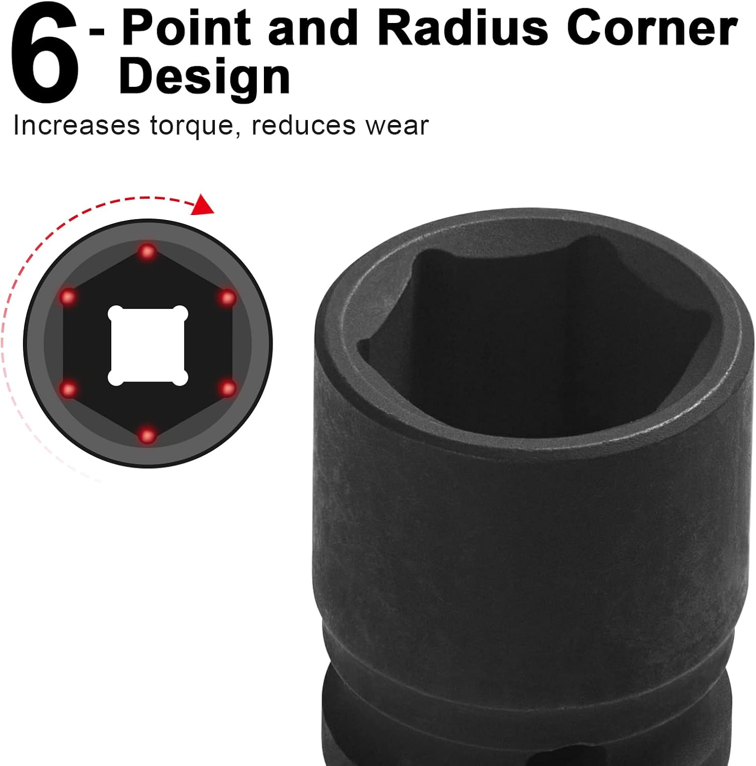 Jetech 1/2 Inch Drive 22mm Standard Impact Socket, Metric, Chrome Molybdenum Alloy Steel (Cr-Mo), 6-Point Design, Cold Forged & Heat Treated for Automotive & Heavy-Duty Maintenance