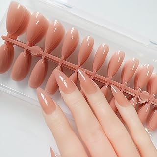 أظافر صناعية مدببة تركبها بنفسك مصنوعة من جل ناعم مع أطراف أكريليك مدببة لتزيين الأظافر للنساء والبنات في المنزل وصالونات التجميل، مجموعة من 120 قطعة (5 ألوان) - شكل بيضاوي