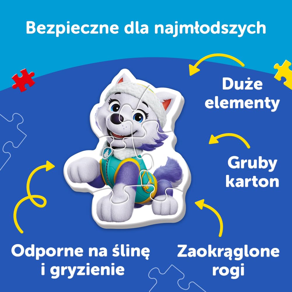 Trefl - Paw Patrol, Kochane pieski - 4 Duże Układanki Kształtowe dla Najmłodszych, od 3 do 6 Elementów, dla Dzieci od 2 lat