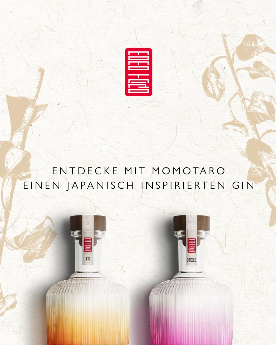 Momotarō Gin mit japanischen Botanicals: Momo-Pfirsich, Yuzu, Sakura, Sencha, 42% vol. (1 x 0.5 l) Vegan - Ideal als Geschenk!