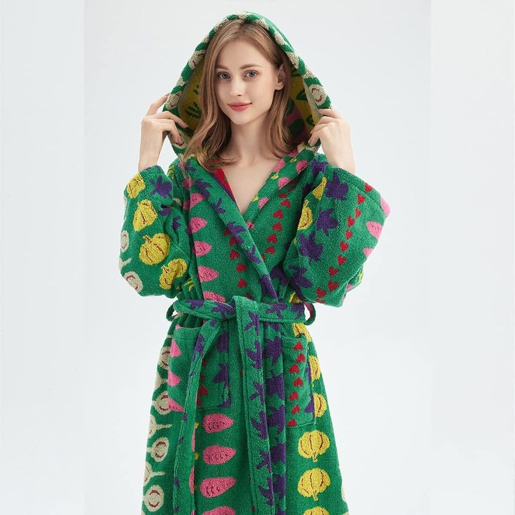 Damski szlafrok frotte, bawełniany szlafrok z kapturem, chłonny, gruby, długi szlafrok do spa, zimowy szlafrok pluszowy,G,One Size