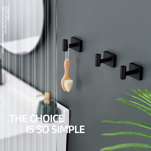 Miniatura 6 de KOKOSIRI Gancho para bata de baño, toalla de baño, ganchos para abrigos, color negro mate para baño, cocina, pared, paquete de 3 unidades de acero