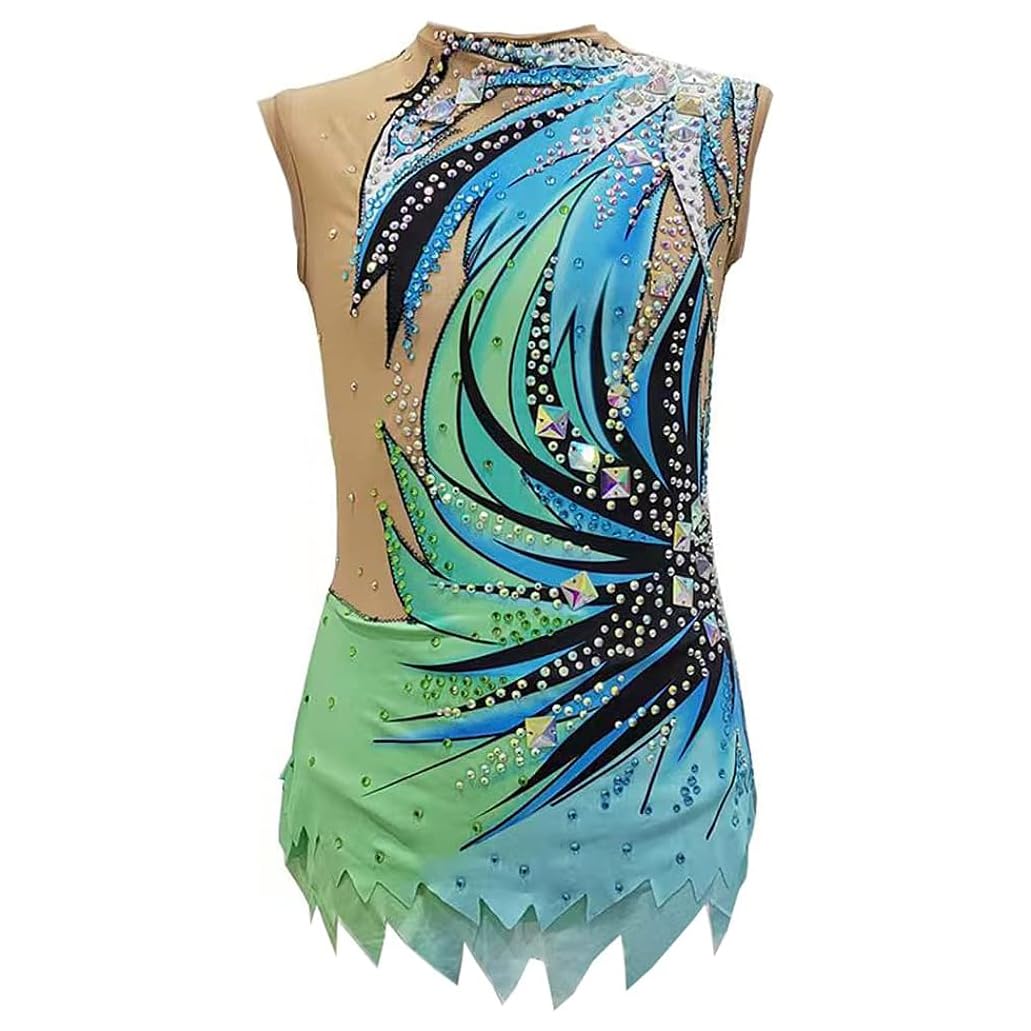 Kids Dance Rhythmic Gymnastics Leotards Figure Skating Dresses Multi-Colored Girls' Ice Skating Dress Competition Suit,A,4/6