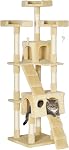 PawHut 68 inches Cat Tree, Multi-Level Large Cat Tower Condo with Scratching Posts, Perches, Cat Houses, Dangling Toy, Grey