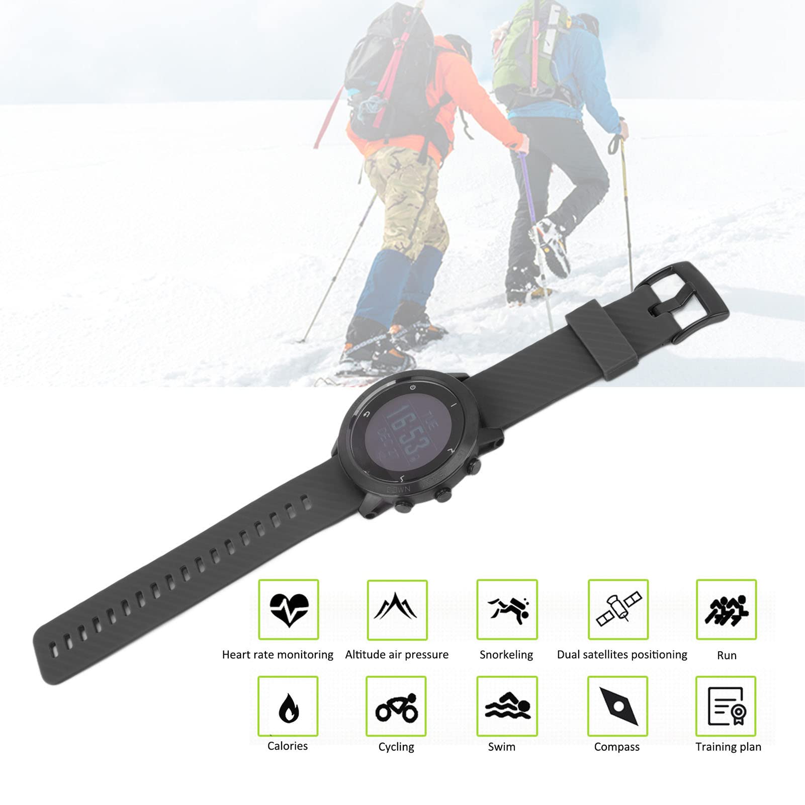 Reloj de Buceo Inteligente, Reloj Deportivo Multifunción de Montañismo con Frecuencia Cardíaca, Resistente Al Agua para Correr, Ciclismo, Montañismo