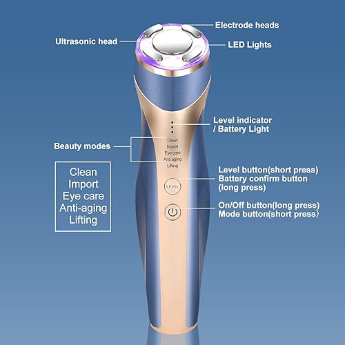 Miniatura 3 de MiSMON Máquina facial de alta frecuencia, 5 en 1 piel facial multifuncional del Massager que aprieta la máquina ligera de la terapia para la cara