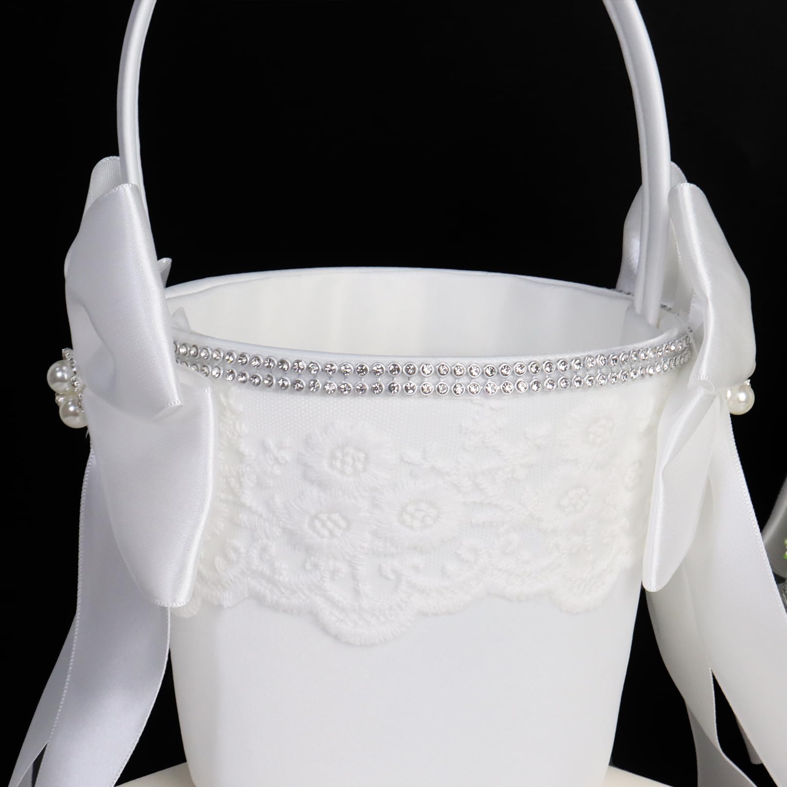 2 Stück Blumenmädchen Korb Blumenkorb Hochzeit, Blumenstreukörbchen Hochzeit Weiß