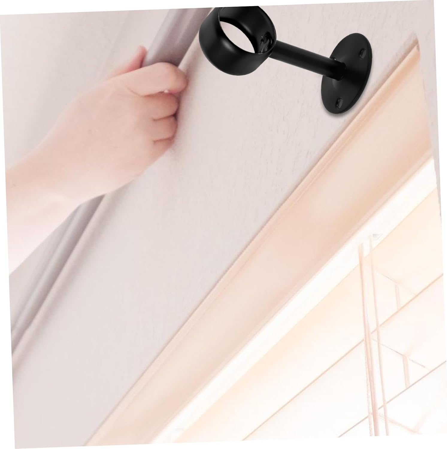 4pcs Ceiling Mount Rod Holder Black Flange Seat Stainless Steel for Closet Pole Socket
