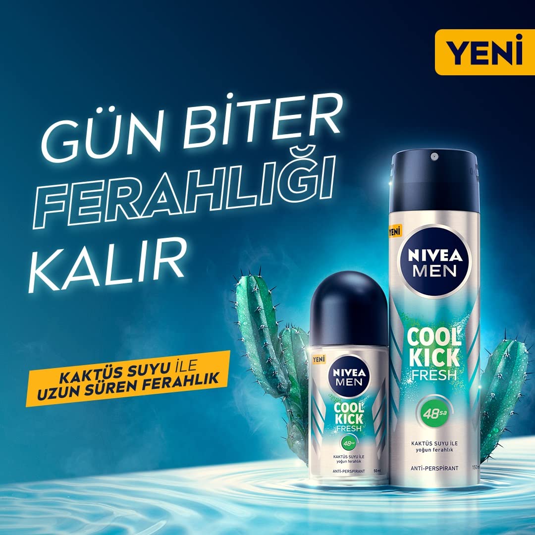 Nivea Men Cool Kick Fresh Sprey Deodorant 150 ml 1 Paket (1 x 150 ml)