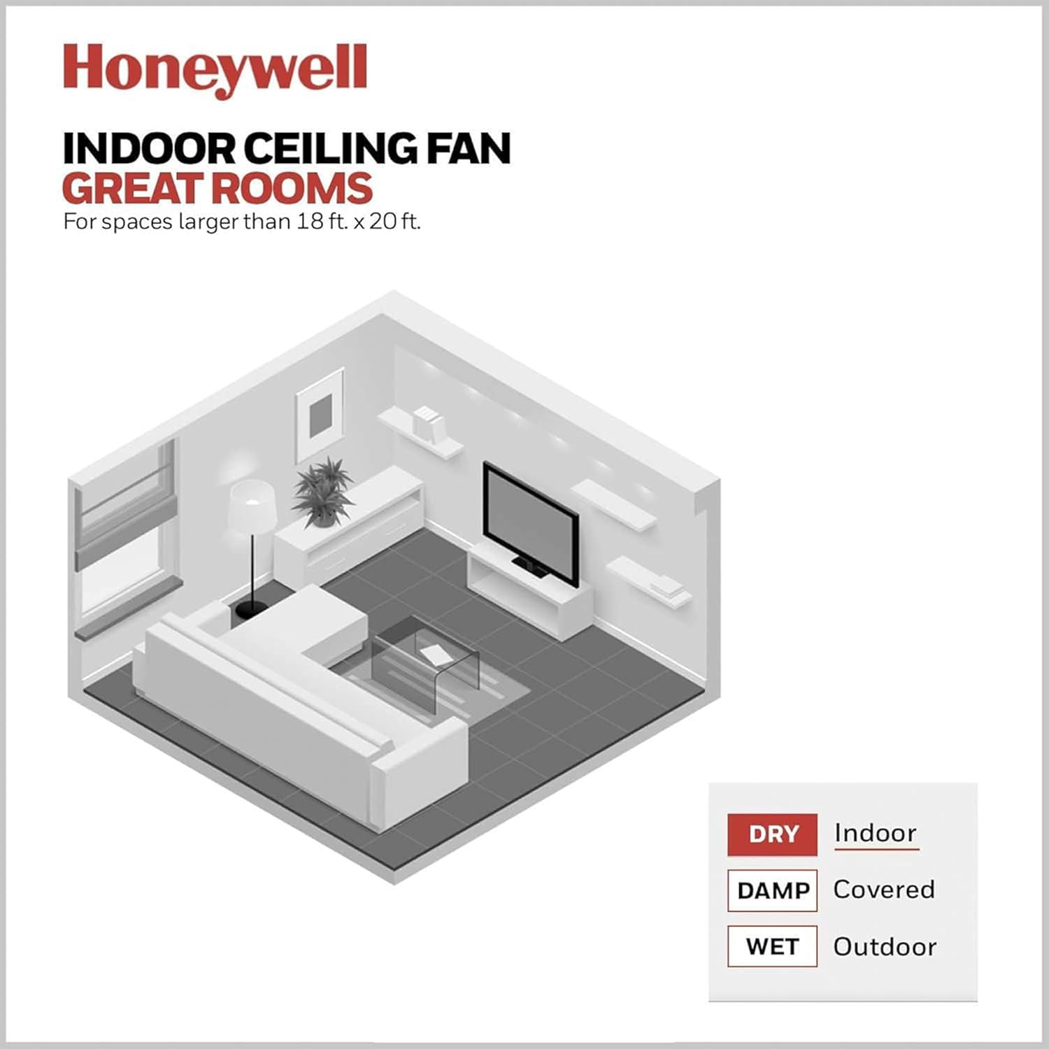Honeywell Ceiling Fans Kaliza Modern 56 Inch Ceiling Fan with Light, Remote Control Fan, LED Indoor Fan with 6 Blades, Black Pine and Pewter Blade Finish Options, Matte Nickel (51626-01)