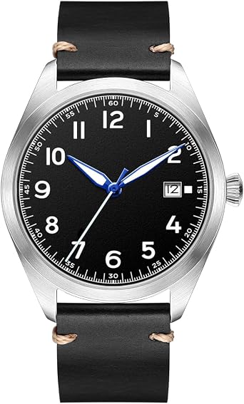 Boyarca Pilot Watch Men Aviator Watch Japan Automatic Movement Retro Mechanical Wrist Watch Stainless Steel Case Luminous Waterproof, Black A2, Modern