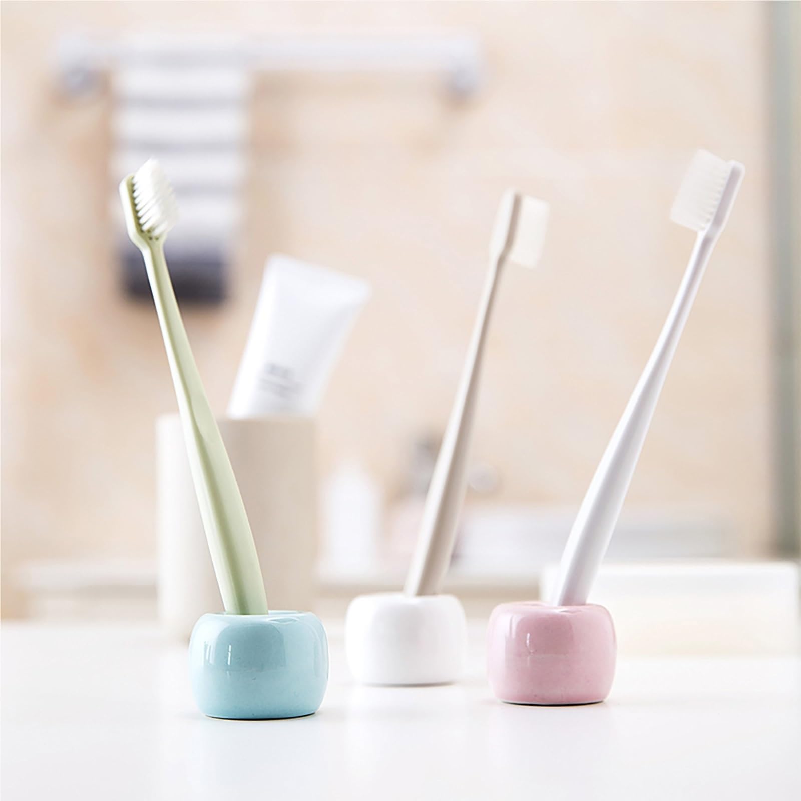 Baño Porta Soporte De Cerámica For Cepillos Dientes, Organizador Encimera Baño, For Cepillos Accesorios(Blue)