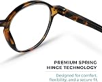 2SeeLife Small Round Reading Glasses for Men & Women – Narrow-Medium Fit, Sturdy Frame, Spring Hinges, Premium Retro Readers