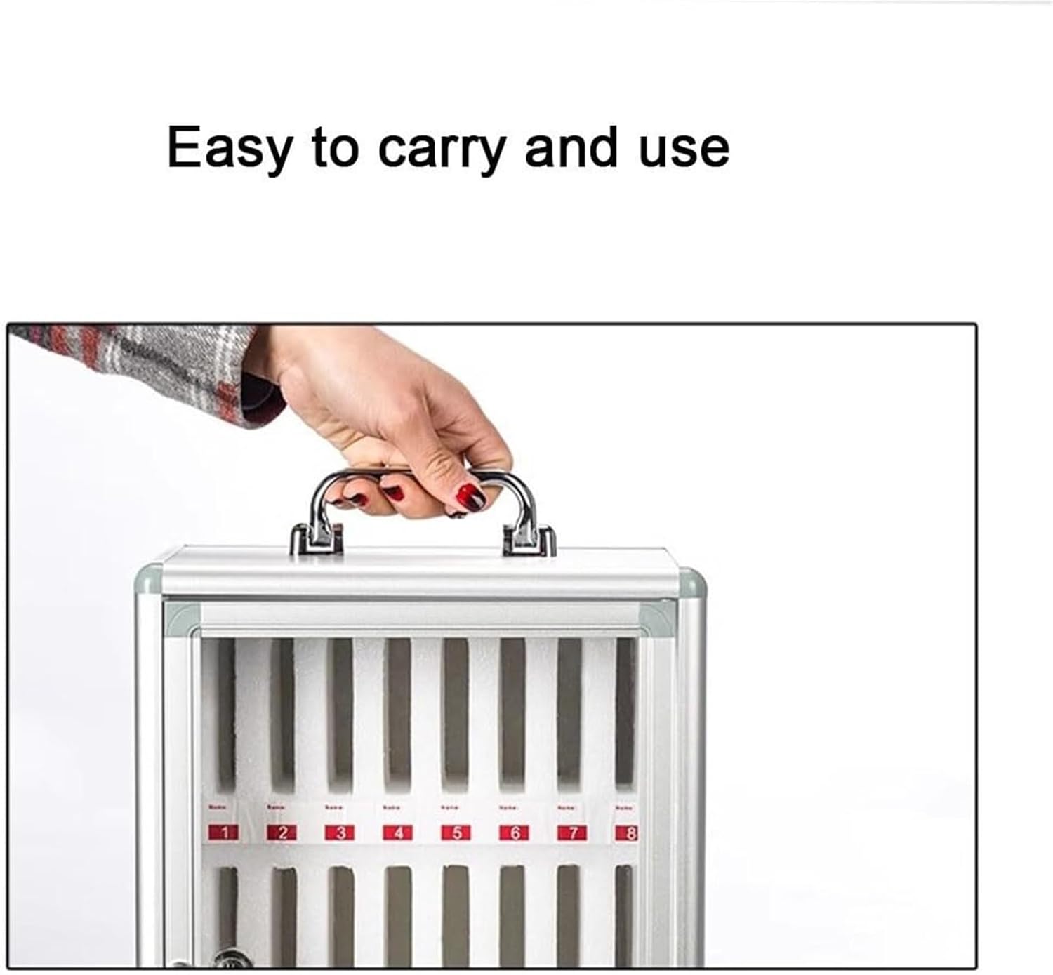 Mobile Phone Storage Box Transparent Acrylic Mobile Phone Security Locker with Key,Metal Cell Phone Lockers - Wall-Mounted Storage Cabinet with 36/48/60 Slots for Classroom & Office - Durabl