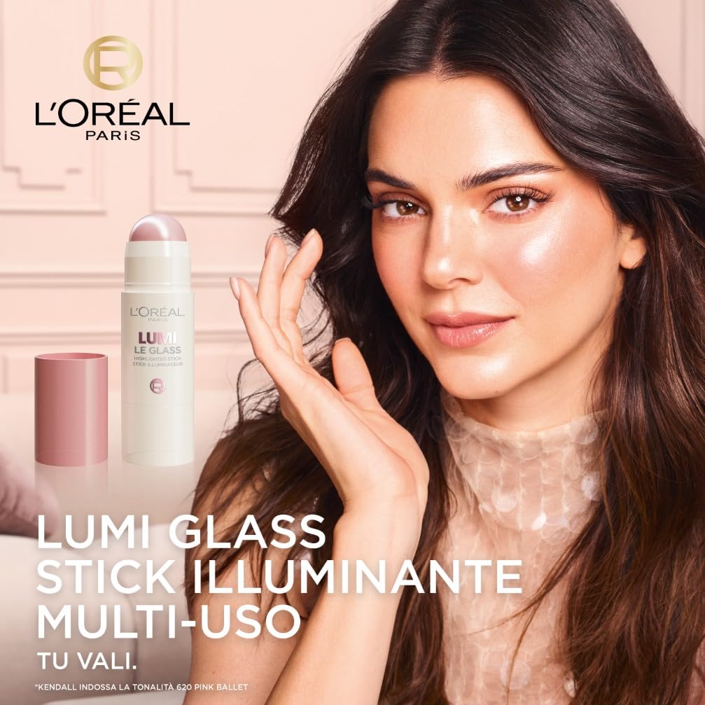 L'Oréal Paris Stick Illuminante Multi-Uso, Per Viso e Corpo, Pelle Luminosa e Radiosa, Effetto Glow Intenso e Istantaneo, Finish che Riflette la Luce, Lumi Glass, Tonalità: 610 Pearl Eclat, 5 gr