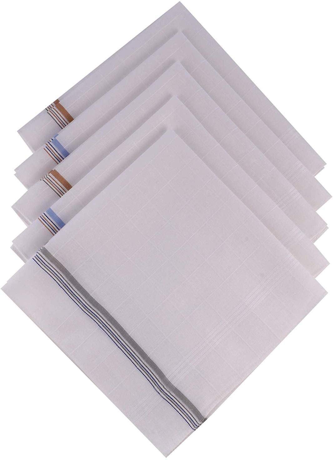 crossline Men's Cotton Handkerchiefs (White) - Pack of 5-picture-13
