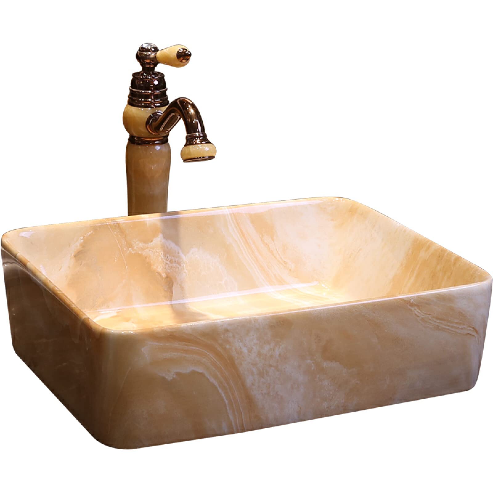 Gljtuo Bathroom Sink, Countertop Basin Rectangular Porcelain Art Bathroom Sink Washbasin Sink Bathroom Shampoo Sink Art Wash Basin