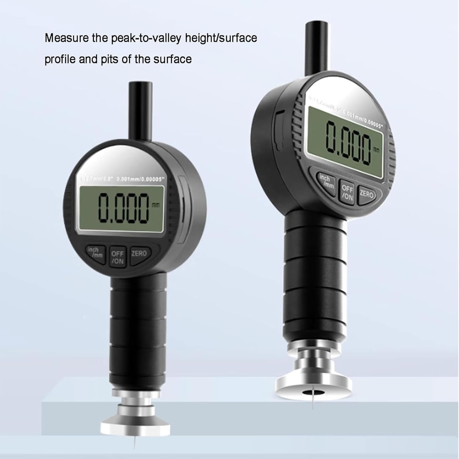 Rugosímetro digital, medidor portátil de rugosidad para granallado y arenado con rangos de 0-6,5/8/10 mm, con opciones métricas/pulgadas intercambiables, para rectificado e impresión(0-8mm)