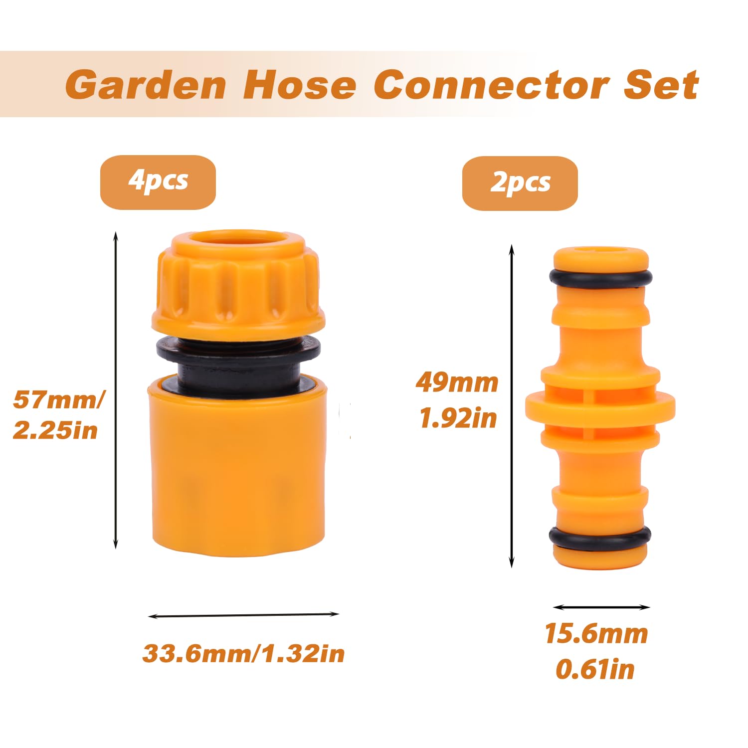 Set Di 6 Connettori Per Tubo Da Giardino: 4 Raccordi Rapidi E 2 Doppi Maschi, Per Prolungare Il Tubo Senza Perdite