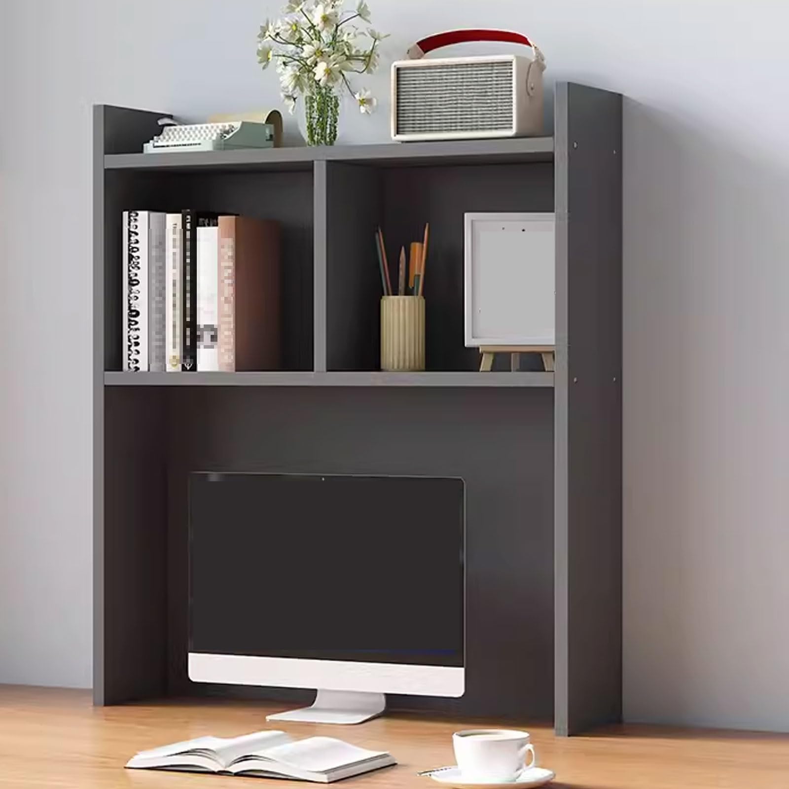ASerZenith Wooden Desk Nizer With Shelves For Desktop Storage And Organization (Grey 90 * 60Cm)