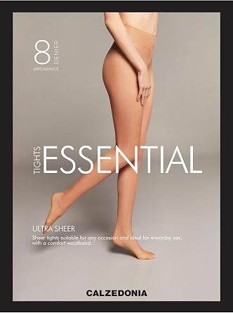 CALZEDONIA Woman's Sheer Essential 8 Denier Tights in Nude 1, Size L