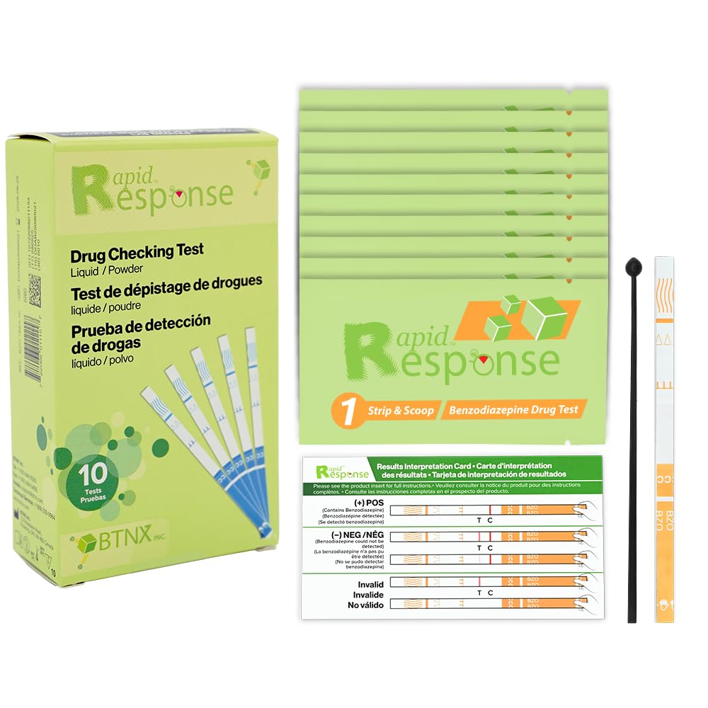 Rapid Response Benzodiazepine Test Strip Drug Checking Test for Liquid and Powder Substances, Quick Results in Minutes, Easy to Use, High Sensitivity