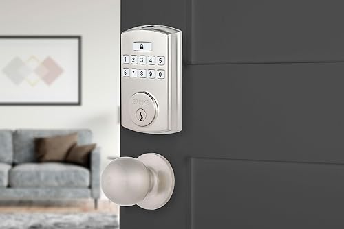 BRINKS Cerraduras de puerta de seguridad, entrada sin llave de alta seguridad, cerradura electrónica inteligente con cerrojo, hasta 50 códigos,