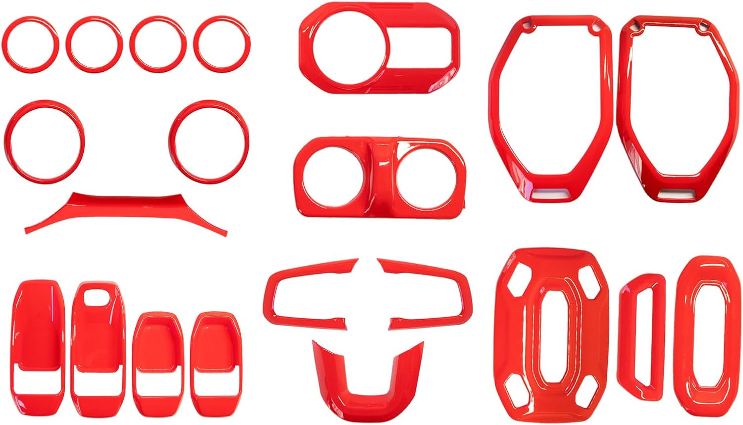 21PCS Interior Decoration Trim Kit for Jeep Wrangler JL JLU Gladiator JT 2018-2023, Steering Wheel Door Handle Dashboard Panel Reading Light Headlight Outlet Vent Trim Covers