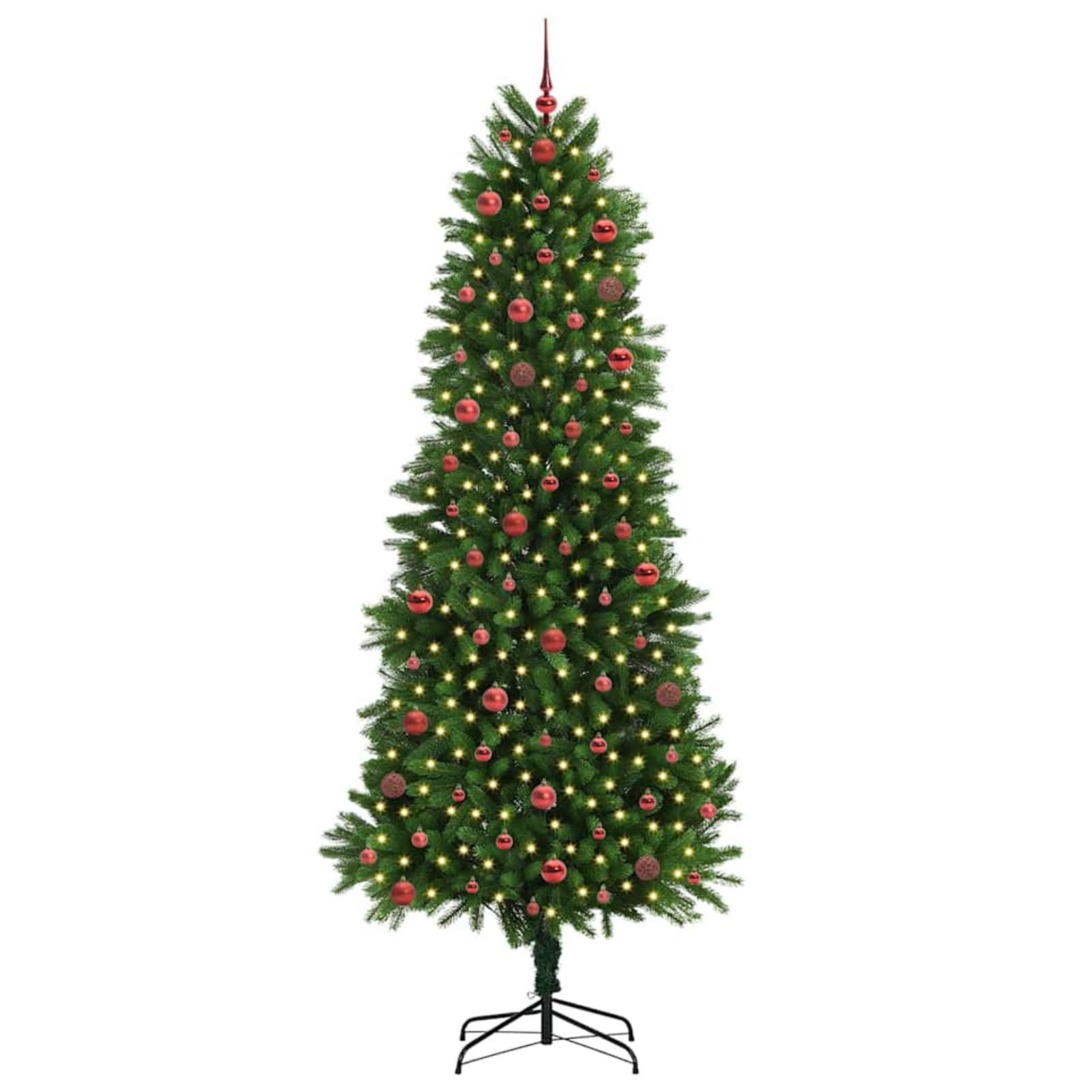 300 LED Weihnachtsbaum 240 cm Grün, mit Ständer und Kugeln für Wohnzimmer, Garten und Terrasse3396349