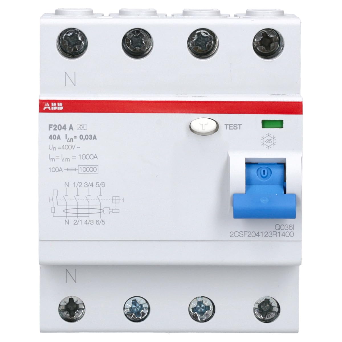 ABB F204A-40/0.03-L Disjoncteur différentiel 4P Type A 30mA 40A 2CSF204123R1400