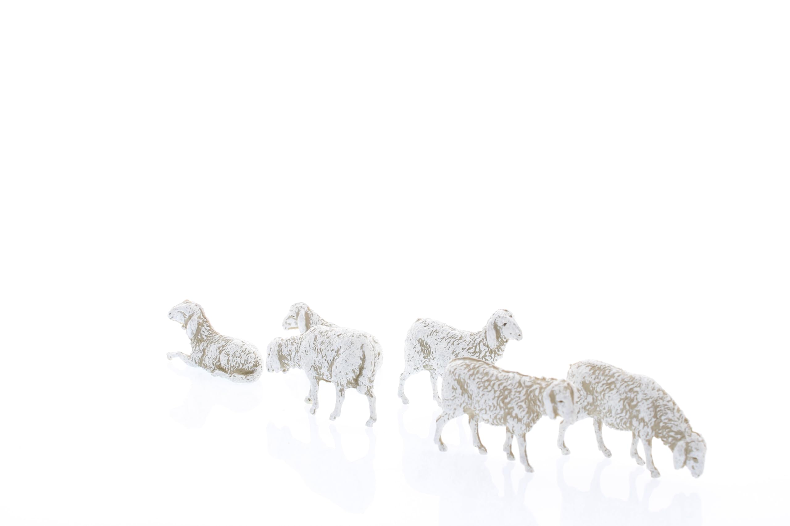 Moranduzzo 6 Ovejas Variadas H. máx 2,7 cm para Belén de 8 cm Escala 1:22 – Standard 8 – Figuras Irrompibles, Pintadas a Mano, Producto Oficial, Escultor M. Landi