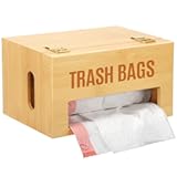 Bamboo Garbage Bag Holder&comma; Multi-Mount Space-Saving Trash Bag Organizer for Kitchen&comma; Pantry&comma; Holds 8-33 Gallon Rolls & 50&plus; Grocery Bags&comma; Under-Sink&sol;Wall-Mounted&sol;Cabinet Storage