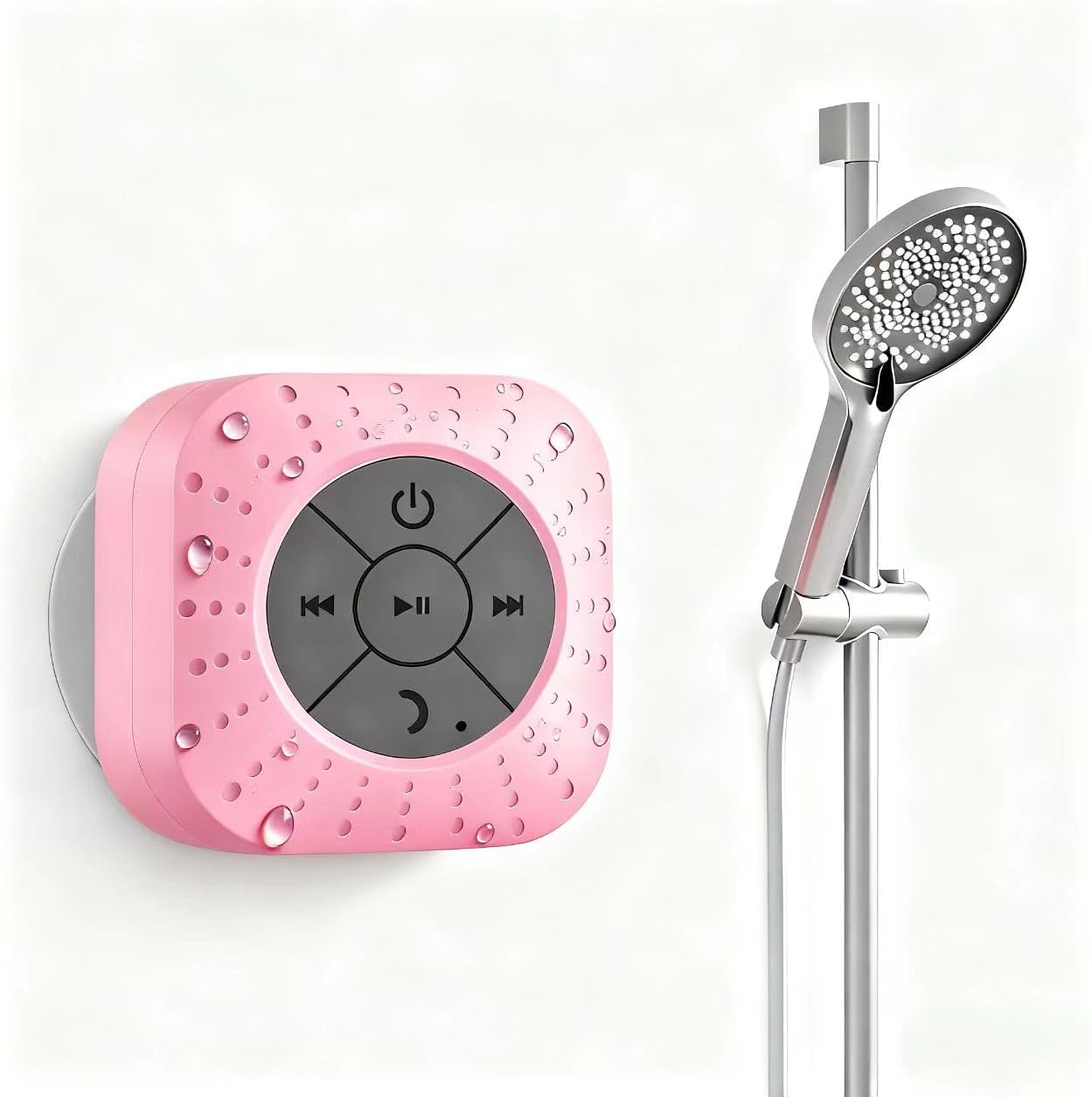Mini Bluetooth Shower Speakers, Portable Wireless Speaker with Suction Cup, Pairs Easily to Phones, Tablets, Computer, Gift for Men & Women (Pink)