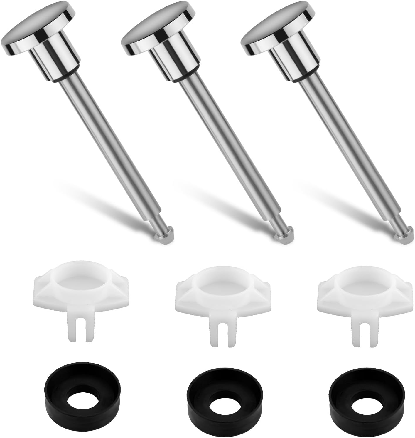 3pcs Tub Spout Diverter Repair Kit, Includes Diverter Valve Stems Seals & Gates Leaky Bathtub Faucet Repair Kit for Shower Diverters Replacement (Chrome Silver)