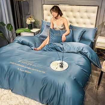 夏のシルク無地4ピースダブルベッドセット Amazon｜夏の水洗シルクアイスシルクワインレッド4ピースベッド