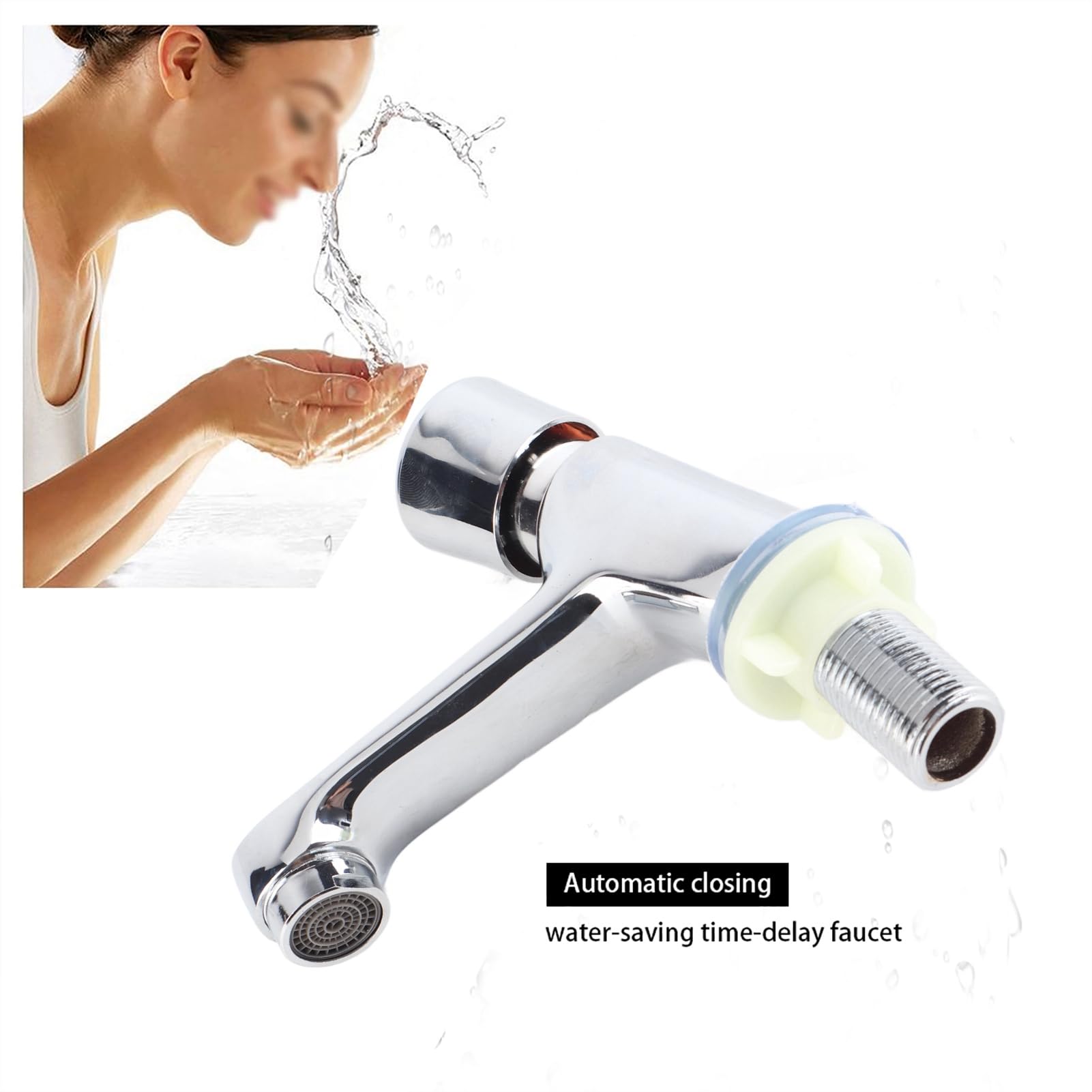 Water Saving Time Delay Faucet Public Ktchen Bathroom Chrome Plated Self Closing Water Saving Time Delay Basin Sink — view 3