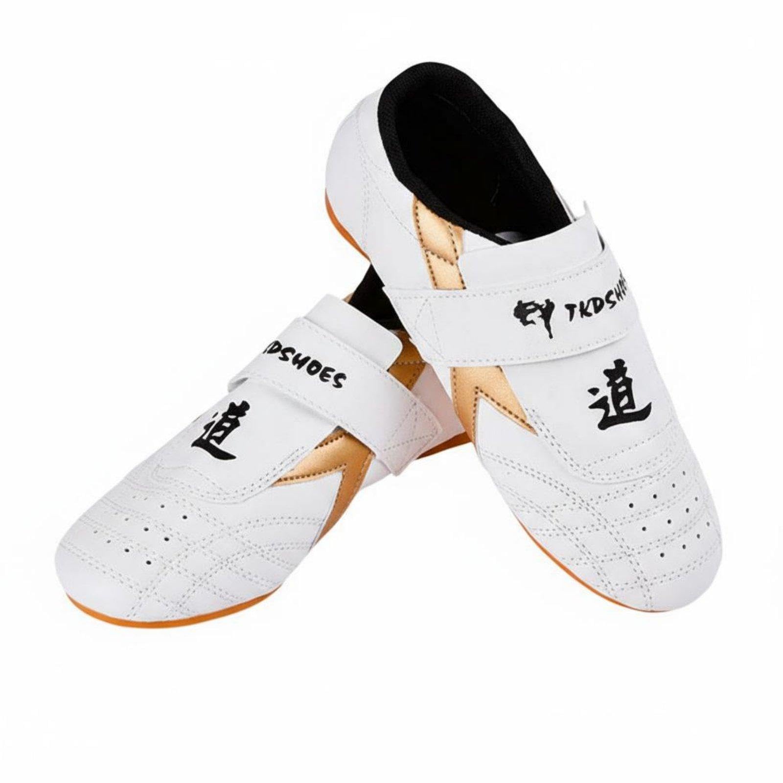 CALANDIS Hook-and-Loop Kickboxing Footwear Shoes Soft Sole Hook-and-Loop Strap Kickboxing Footwear Shoes Breathable Fighting Arts Footwear for Children 29 Gold-picture-31