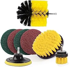 8 Pcs Power Drill Scrubber Brush Set - Multipurpose Drill Brushes for Cleaning Bathroom, Kitchen, Pool, Car - Tile, Grout, Upholstery - Nylon, Plastic or Metal Bristles - Green, Red