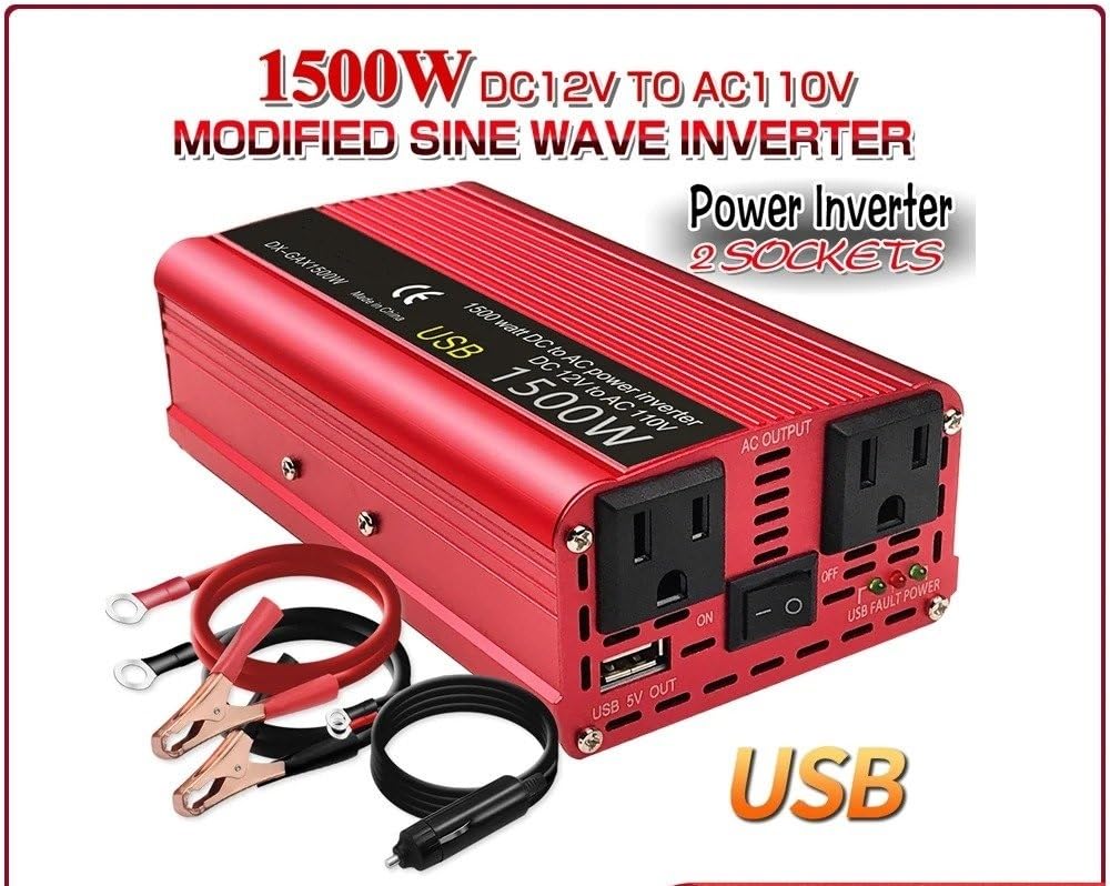 Onduleur 12V 110V 60Hz 2000W 1500W 2600W Convertisseur Domestique Portable Prise Américaine Accessoires Automobiles Convertisseur Tension Convertisseur(12V 1500W US 60HZ)