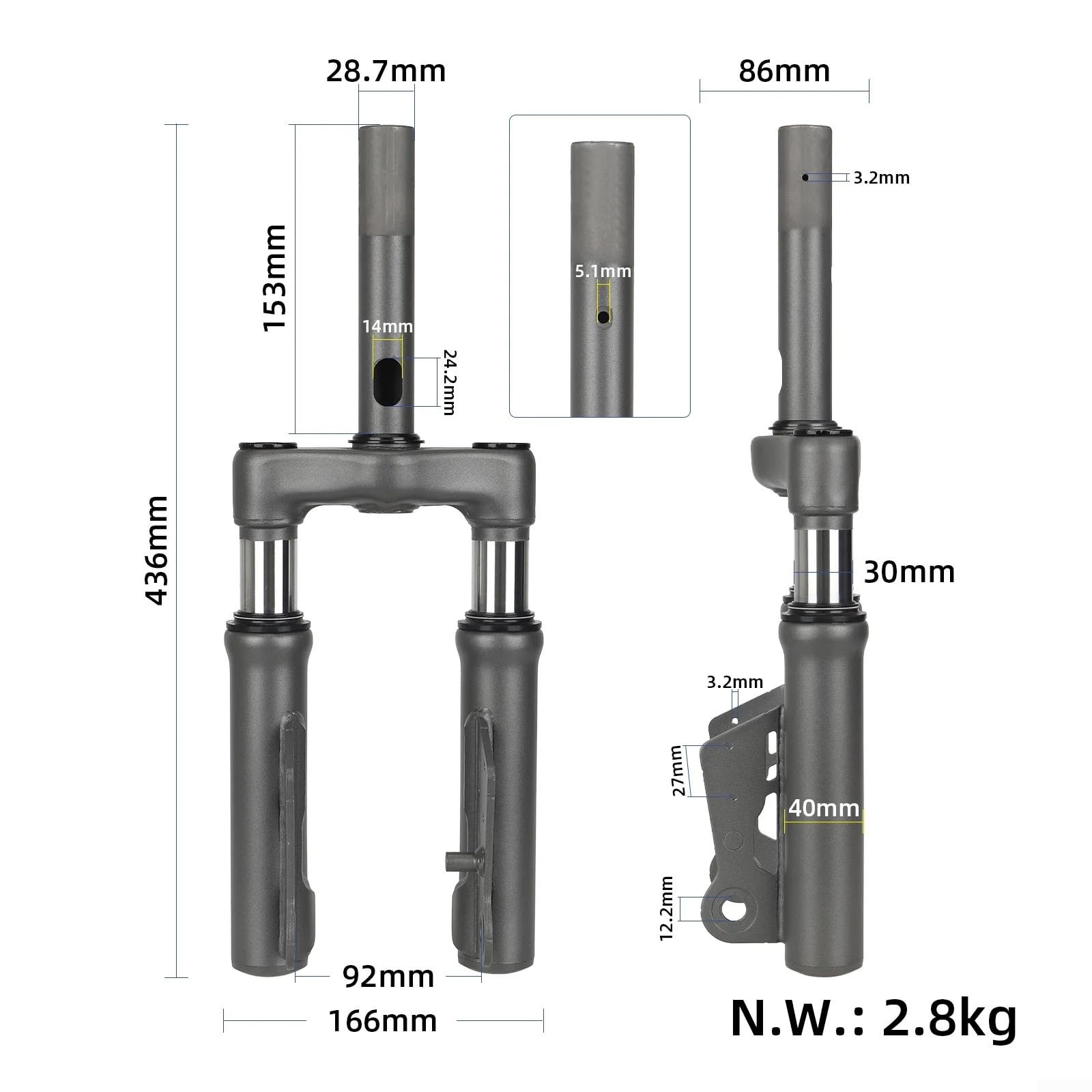 Vorderradgabeldämpfer aus Aluminiumlegierung für Xiaomi 6 Scooter